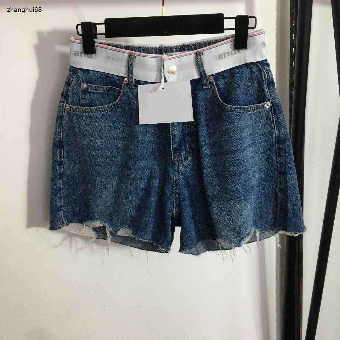 designer denim shorts women brand womens clothing summer pants fashion letter ribbon splicing logo ladies trousers Apr 02