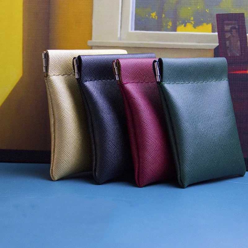 Women Men Pu Leather Coin Purse Small Mini Short Wallet Bag Holder for Kids Girl Mey Change Key EarbudsXJ241111