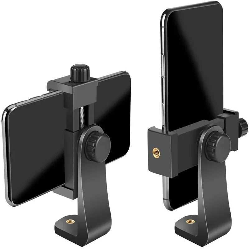 360 Degree Rotation Tripod Stand Black 1/4 threaded hole Mobile Universal Tripod Mount Cellphone Clip Holder for Cell SmartphoneLX241102