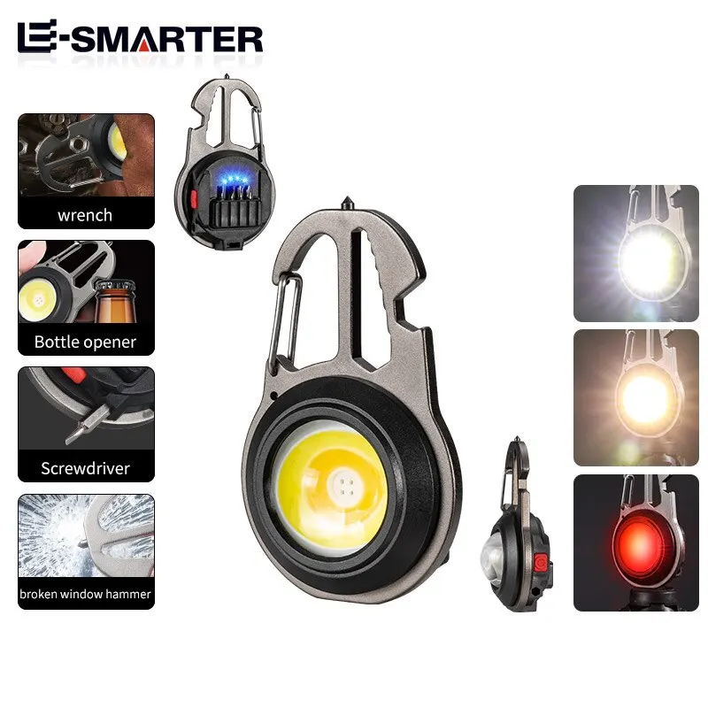 Super Mini Luminous Rechargeable 2025 LED Lamp Multifunction new Keyring Type-c Charging Strong Light Outdoor Portable Flashlight