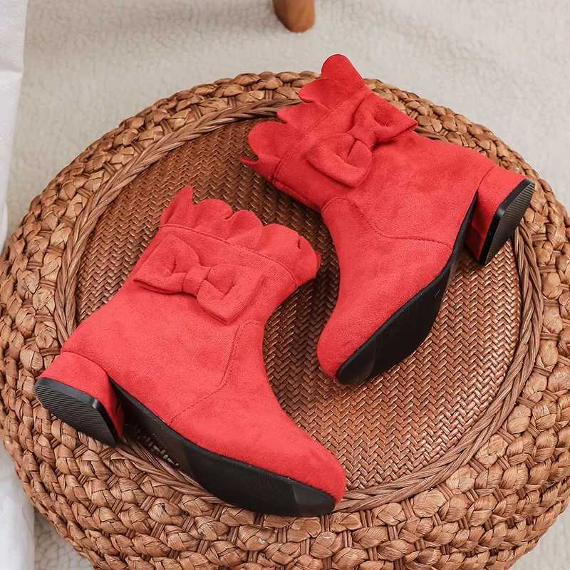 new high heels childrens shoes suitable for girls flowers autumn leather boots ankle childrens boots 5-16 year old childrens boots M241102