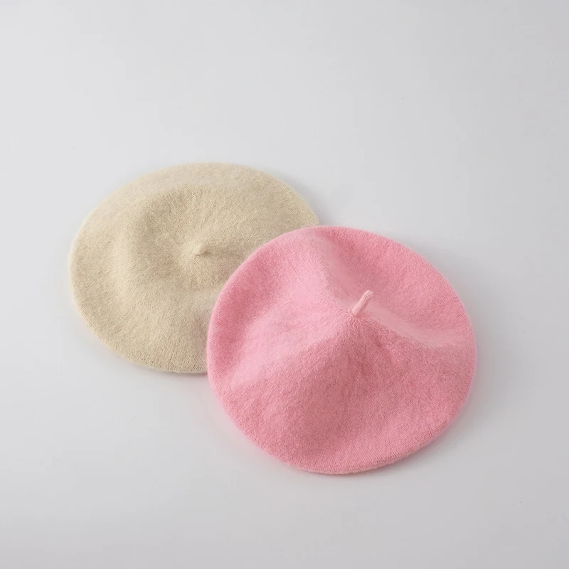 Candy Colors new Wool Knitted Beret for Girls Hair Accessories Cute Baby 2025 Painter Beanie Hat Spring Color Knit Children Berets Cap