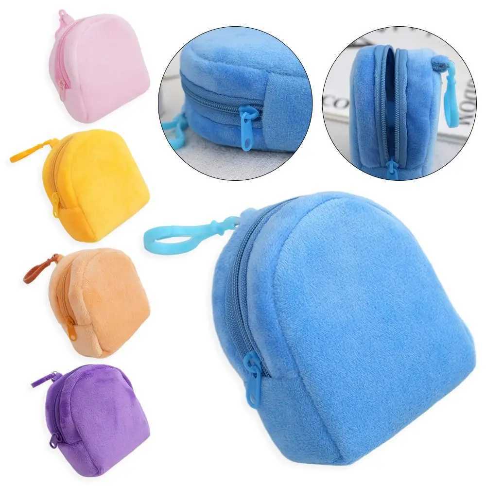 1Pcs Plush Schoolbag Coin Purse Kaii Pure Color Keychain Cute Wallet ID Card Bag Candy Coin Bag for WomenXJ241111