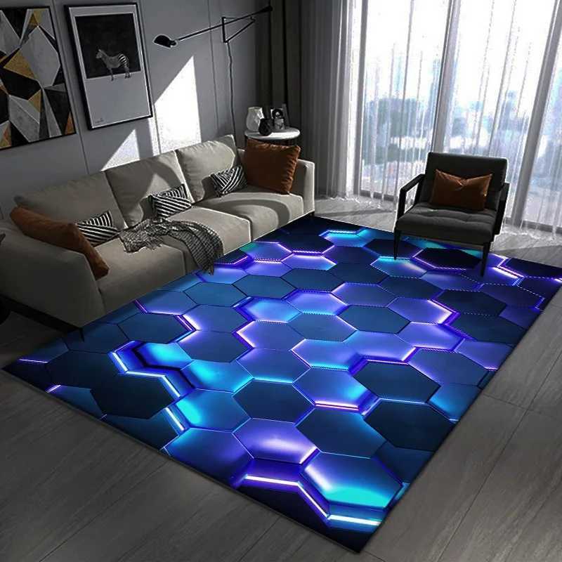 3D Vision Geometric Living Room Carpet E-sport Bedroom Bedside Decor Rugs Non-slip Home Sofa Coffee Table Kitchen Floor MatXJ241101