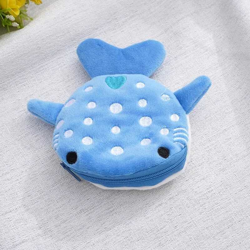 Cute Plush Fish Coin Wallet Bags Women Shark Mey Card Key Earphe Coin Purse for Small Things Organizer Pouch ZipperXJ241111
