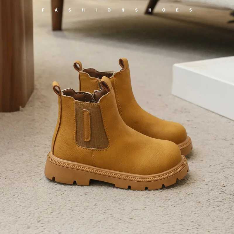 New Autumn/Winter Childrens UK Sled Comfortable Boots Solid Waterproof Zipper Lightweight Leather Ankle Boots M241102