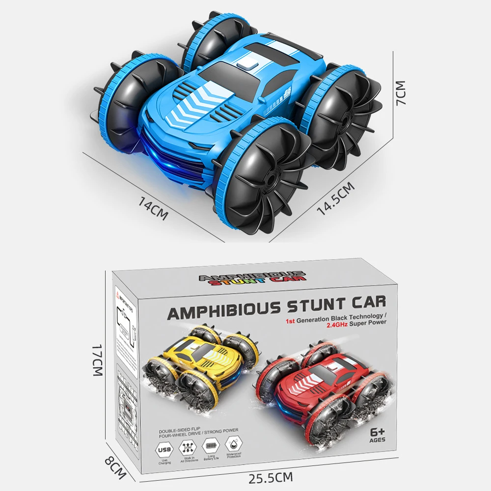 2 In 1 Rc Car Toy Water Tank 2.4G Remote Control Waterproof Stunt Car 4wd Vehicle Amphibious Auto Toys for Kids Boy Girl Gifts