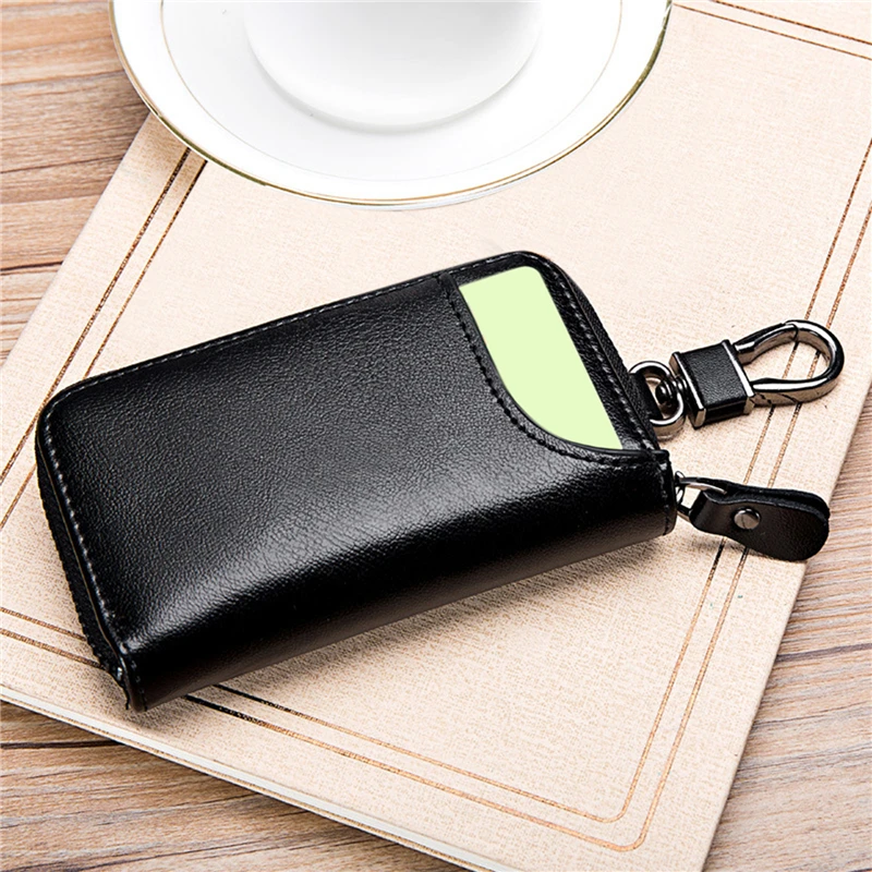 Leather 2025 Keychain Men Women Key Holder Organizer Pouch PU Case Split Car Key new Wallet Housekeeper Key Case Mini Card Bag