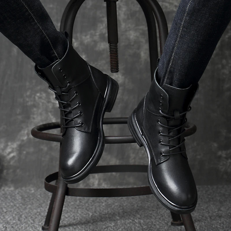 Handmade mens shoes winter casual motorcycle boots fashionable leather boots high-quality mens shoes warm mens shoes 241031