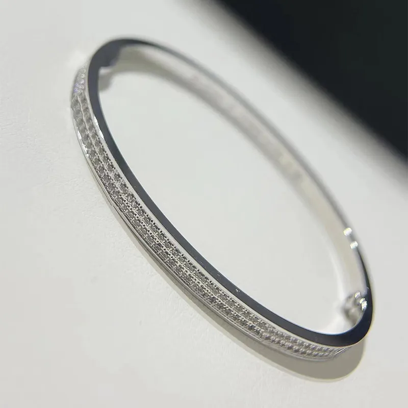 Luxury Designer Bracelet 2 Rows Narrow Edition Full Diamond Bracelet Designer Jewelry High Quality Luxury Jewelry Women Classic K Gold Bracelet