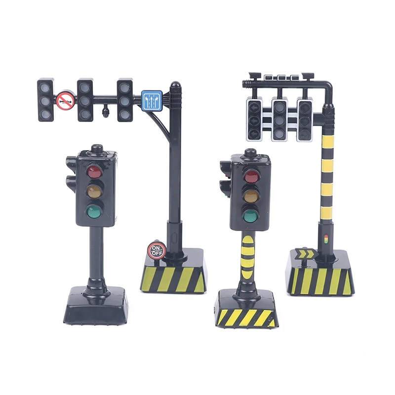 Traffic Road Sign Light Lamp Block Brick City Street View Accessories Signpost Barrier Speed Limit Indicator Warning Toys