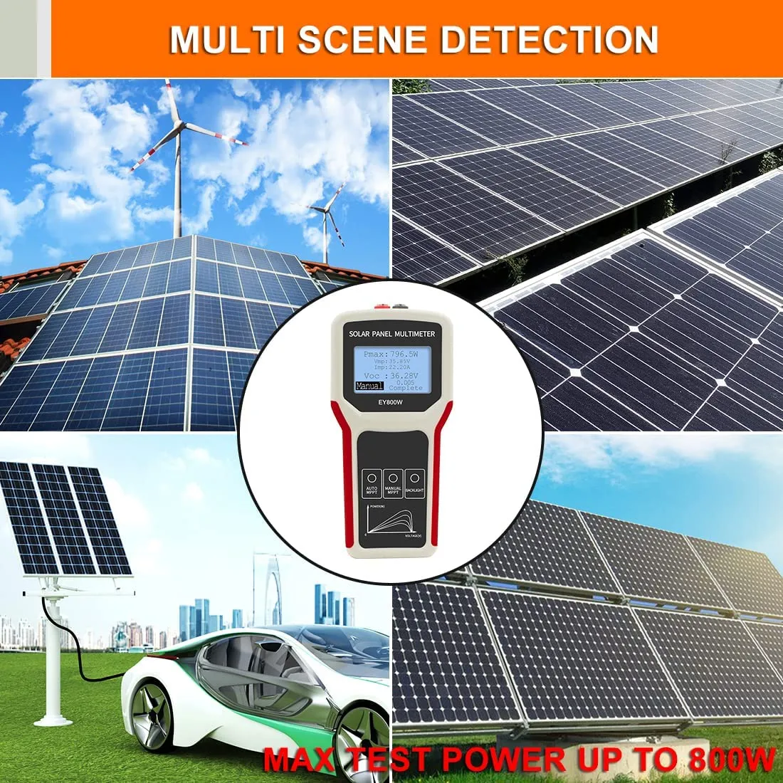 FrogBro 2025 Solar Panel Tester EL400B/ EY800W Photovoltaic Multimeter Smart MPPT Open new Circuit Voltage Troubleshooting Utility Tool