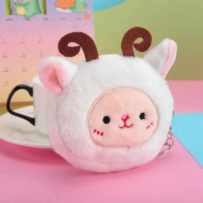 Soft Plush Carto Women Coin Purse Cute Animal Zipper Children Girl Coin Wallet USB Cable Headset Mini Bag Key WalletXJ241111