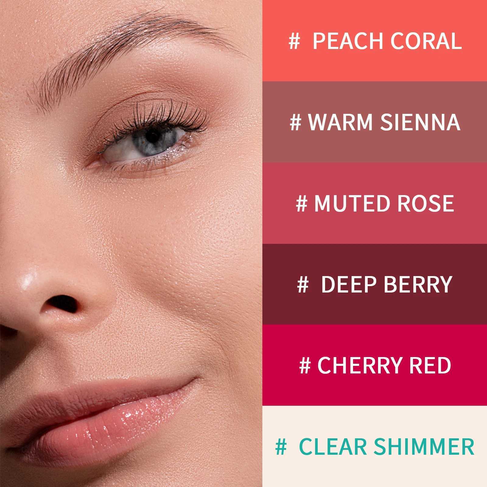 6 colors/set jelly powder blusher lipstick color lipstick moisturizing lasting matte non stick cup lip line lipstick gloss W241101