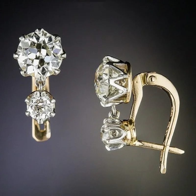Unique White Crystal Earrings Gold new Color Dangle Hoop Earring 2025 Anniversary Gift Party Wedding Jewelry Ladies Accessories
