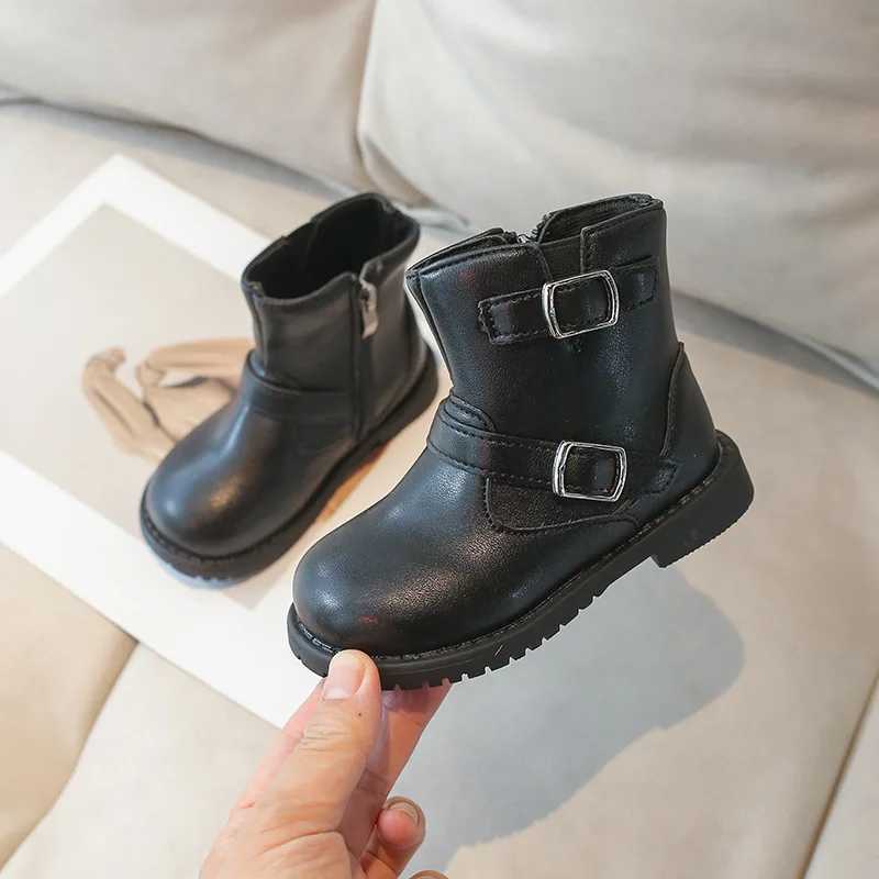 Childrens casual leather boots autumn winter soil color bimetallic zipper Versatle Boots girls short boots M241102