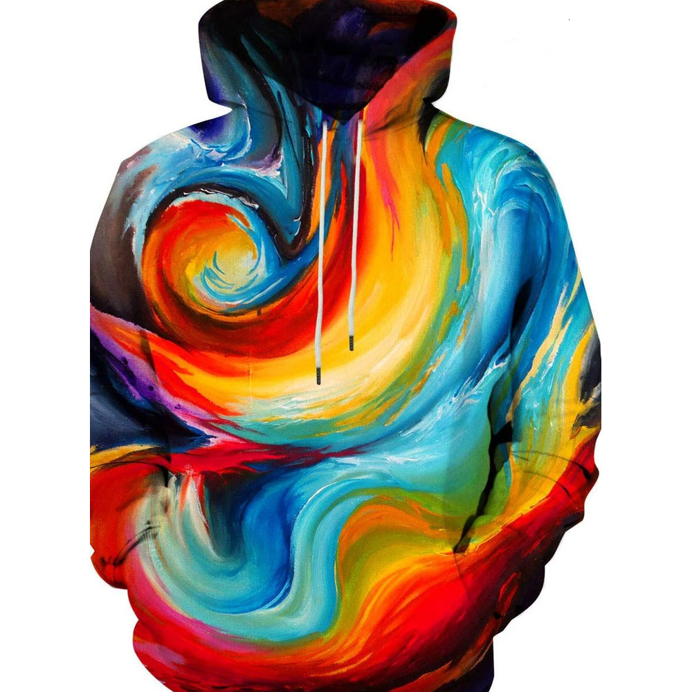 Hoodie for Mens Womens Unisex Graphic Hoodies 3D Cool Design Print Oil painting Rainbow Galaxy for Men and Women Graphic Hoodies sweatshirt Pullover L