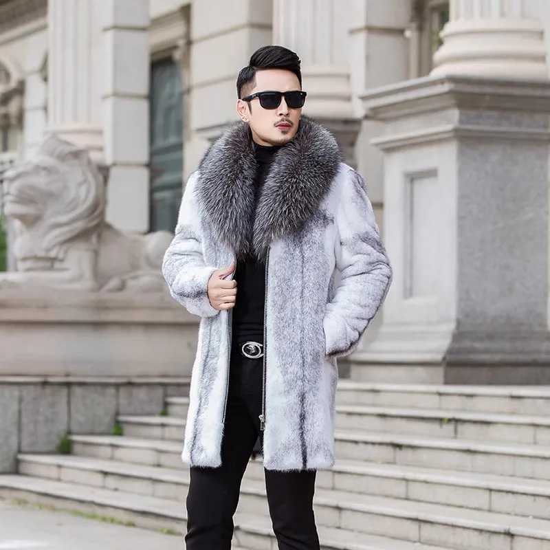 High Quality Winter Warm Faux Fur Coat Men Fur Collar Thick Fur Coat Jacket Plus Size Branded Zipper Designer Men Clothing SlimXJ241102
