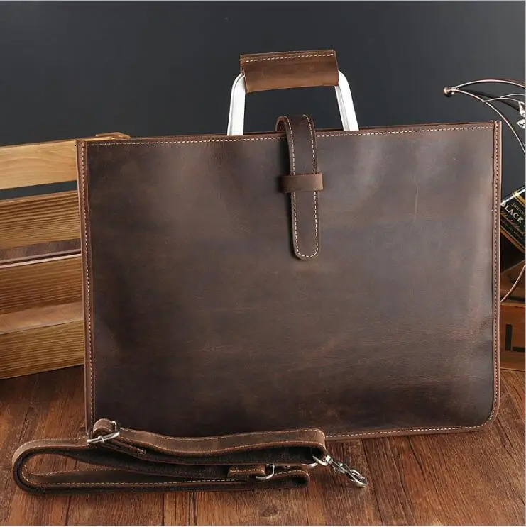 High Fashion y Clutch Bag Mens A4 File Document Purse Wallet Top Layer Ipad Leather Business Briefcase Cowkskin 241029