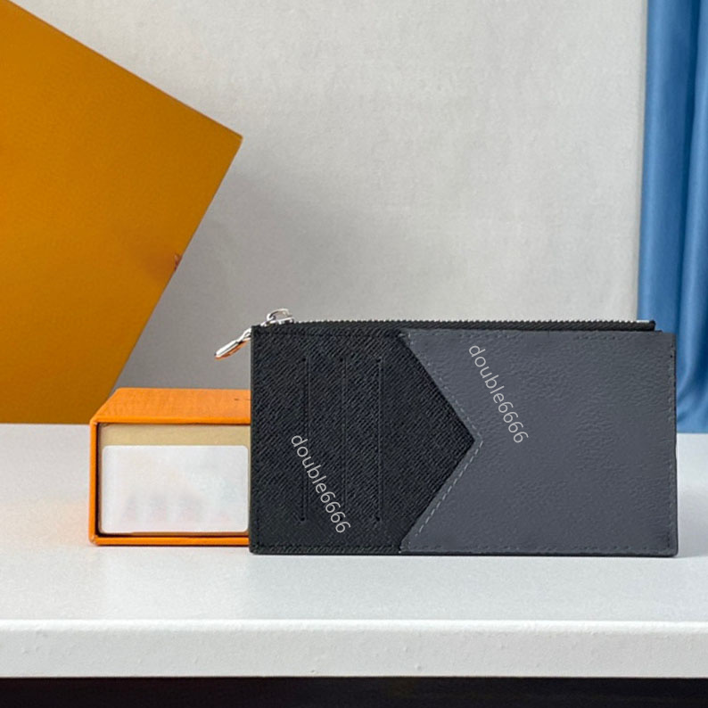 Grey flower card wallet Top Luxury Leather Wallets Fashion Designer Wallets Retro Handbag For Men Classic Card Holders Coin Purse Famous Clutch Wallet