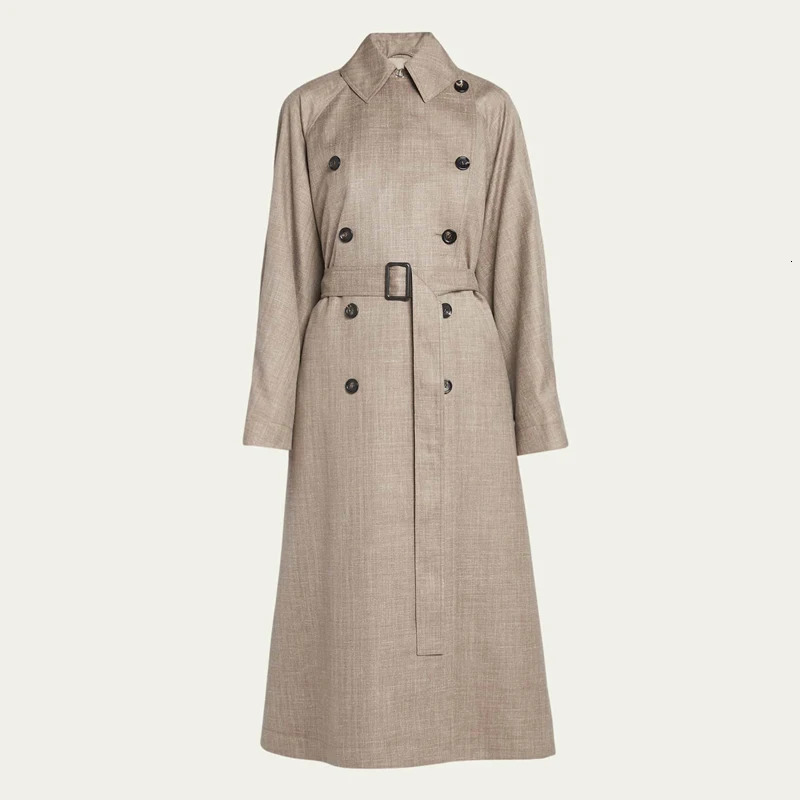 Elegant and loose knee length womens trench coat - Double breasted customized windproof spring and summer 241031