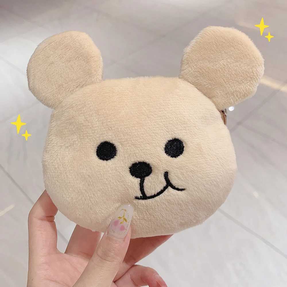 Super Cute Plush Bear Coin Purse Three-dimensial Carto Storage Bag Outdoor Travel Girls Wallet Earphe Bag Zip BagXJ241111