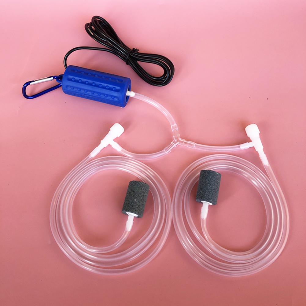 USB Fish Oxygen Air Pump Aquarium Quiet Oxygen Pump Portable Mini USB Aquarium Air Pump With Double Air Stone for Fish Tank