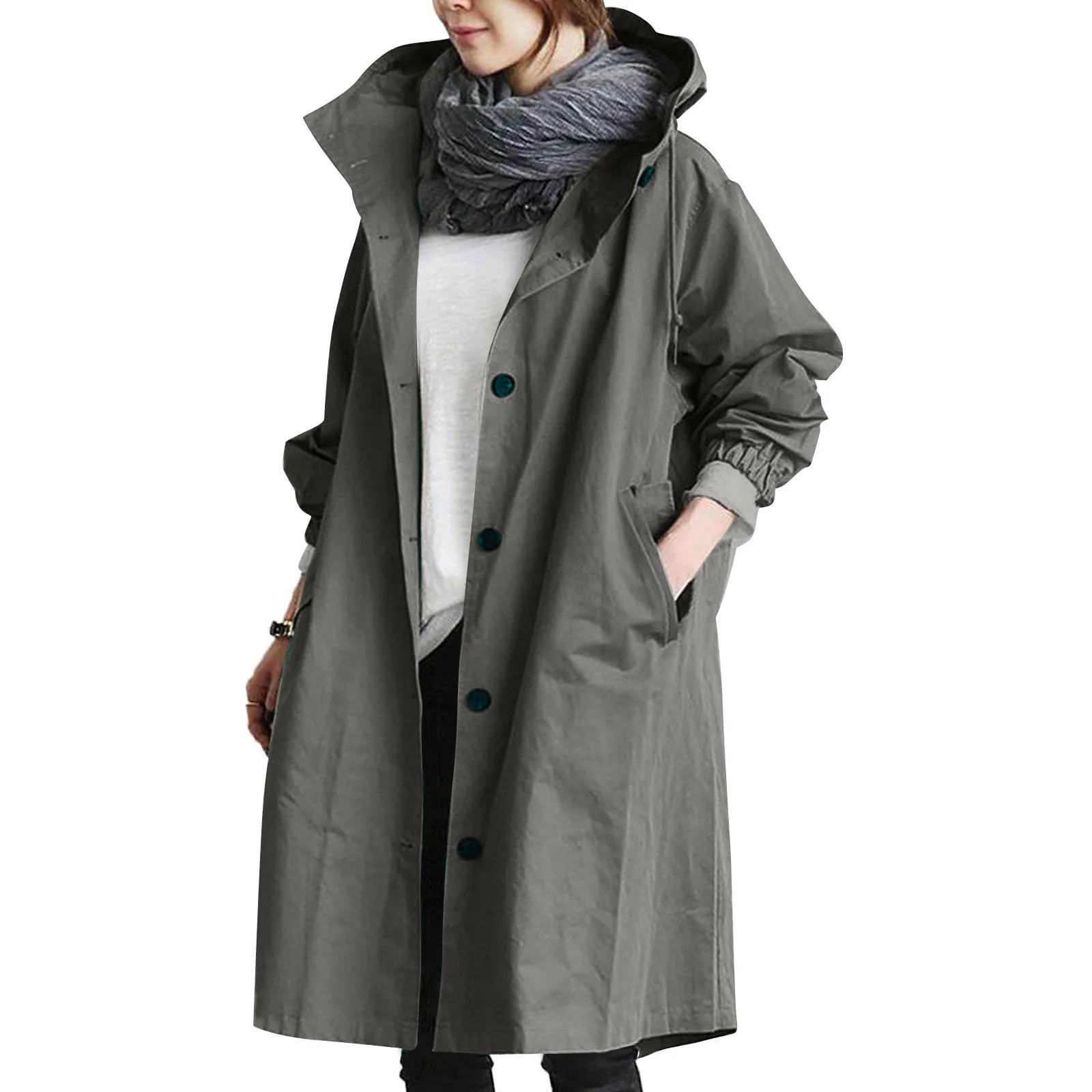 Womens loose long trench coat oversized S-5XL 8-color Opiton button long sleeved pocket coat for autumn and winter OUFY-X2279 241031