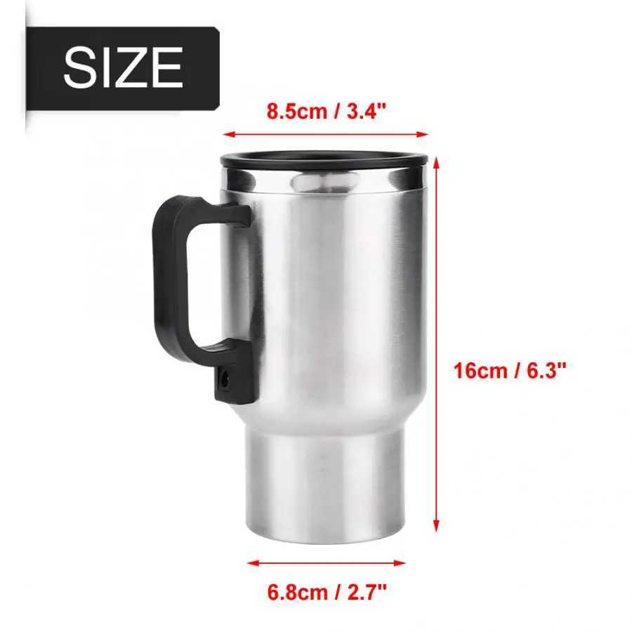 60W 12V 450ml electric kettle stainless steel car heating cup coffee tea car cup g travel water coffee milk hot g Y241102