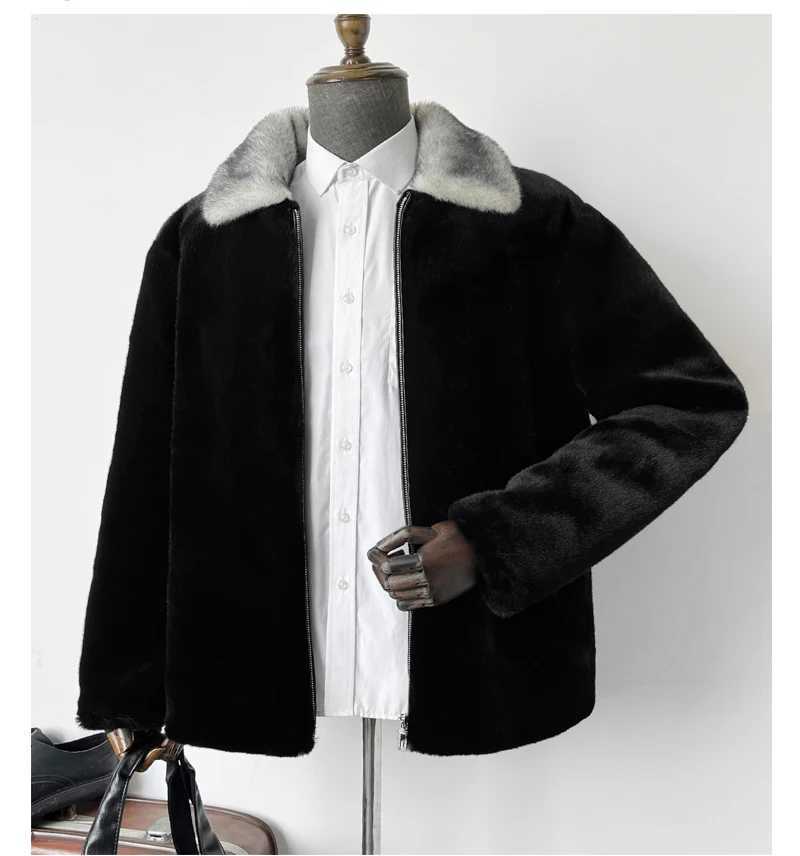 Mens Faux Fur Coat Korean Fashion Slim Fit Clothing Winter 2022 New Fluffy Warm Coat Casual Male Top Thermal Jackets T262XJ241102