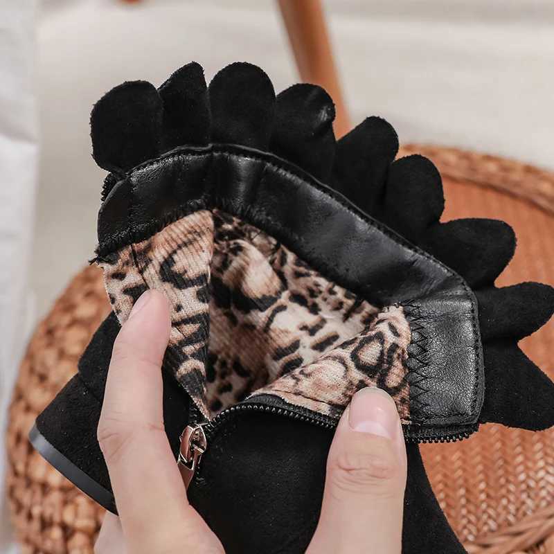 new high heels childrens shoes suitable for girls flowers autumn leather boots ankle childrens boots 5-16 year old childrens boots M241102