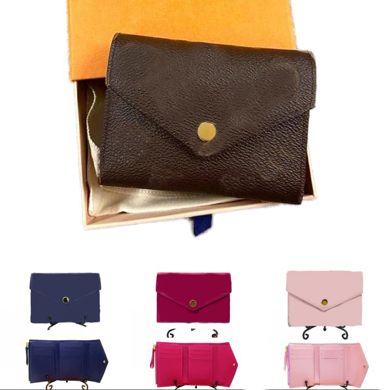 High quality designer wallet leather designer purses for women luxury coin purses flap simple letter solid color old flower school work women wallet fashion xb172 C4