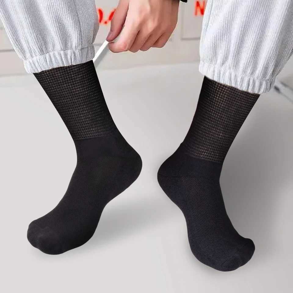 YUEDGE Diabetic Breathable Bamboo Comfort Cushioned Sole Elastic Free Non-Binding Loose for Diabetes 5 Pairs LX241102