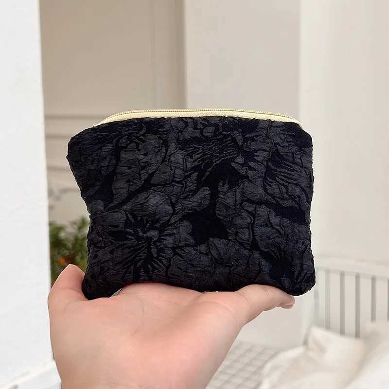 Ins Small Coin Purse Pouch Mini Wallet Printed Lipstick Key Women Sanitary Napkin Storage Bag Fabric Zipper Makeup OrganizerXJ241111