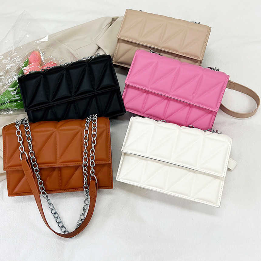 Shoulder Bags Autumn Women Diamond Grid Crossbody Bags Niche Fashionable Chain Underarm Tote Bag Solid Color Single Shoulder Bag 241015