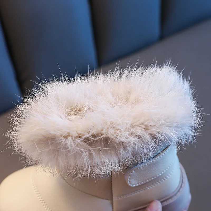 Girls leather snow shoes Chirldren winter warm Plus velvet short boots childrens pads fashionable flat shoes comfortable thick boots M241102