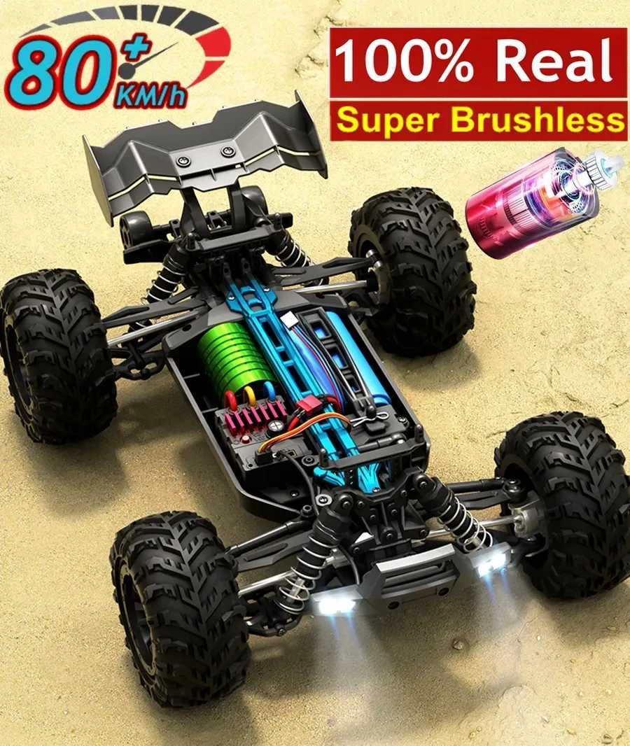 Super brushless 80KM or 50KM/H four-wheel drive RC with LED remote control high-speed drift racing car 4x4 off-road truck childrens toys X241101