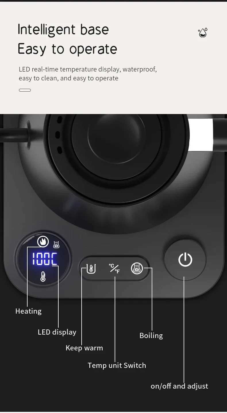 New Electric Kettl Small Portable Travel Kettl Coffee Gooseneck Electric Kettle Stainless Steel Y241102