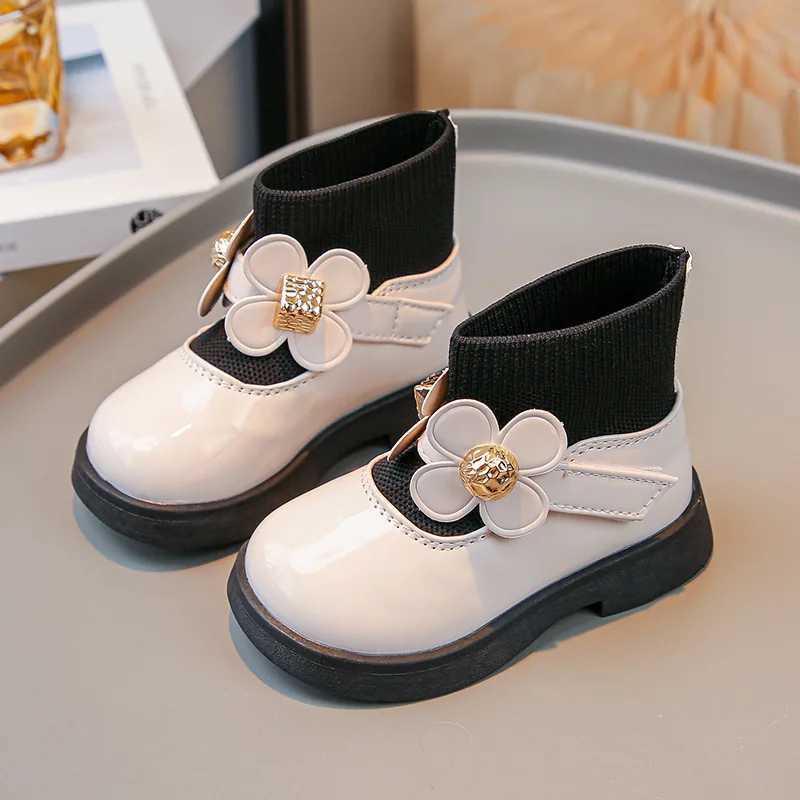 Zapatos Ni a Plush Childrens Princess Boots Autumn New Warm Leather Boots Bow Ankle Boots Fashion Boots Thick Childrens Shoes Plant Man M241102