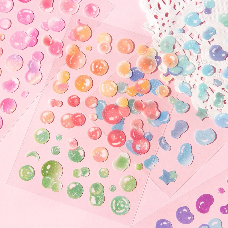 MOHAMM 10 Sheets Basic new Dot Star 2025 Bubble Decorative Sticker for DIY Scrapbooking Material Collage Card Photos Material