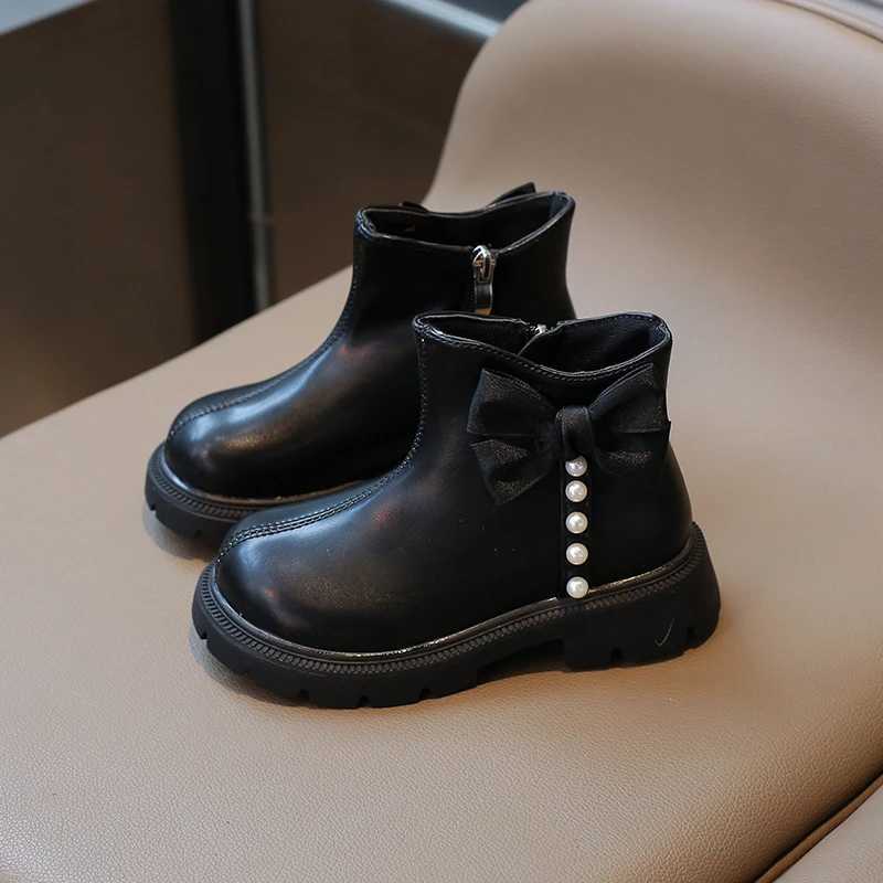 New Autumn Winter Girls Princess Boots Sweet Bow Childrens Fashion Boots Shoulder Version Elegant Childrens Ankle Boots Round Toes M241102