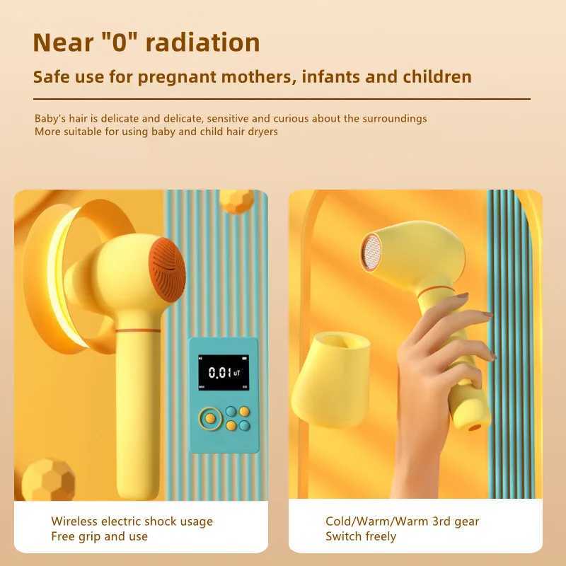 Hair Dryers New Childrens Wireless Hair Dryer Charging Intelligent Constant Temperature Blowing Butt Blowing Hair Blowing Silent Hair Dryer 240401