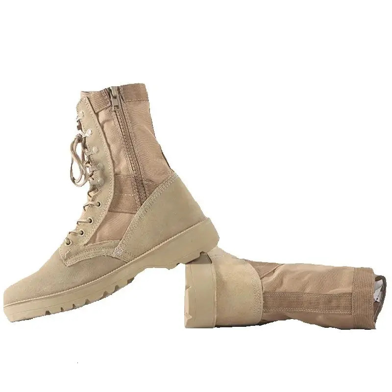 Real leather mens tactical desert boots for outdoor combat lightweight and anti slip hiking shoes high top Botas work shoes 241031