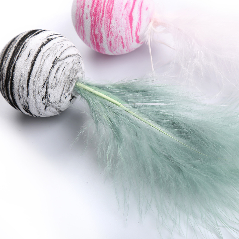 1pc Funny Cat Toy EVA Material Starry Sky Texture Colorful Feathers Ball Toy Kitten Puppy Interactive Chasing Toys Pet Supplies
