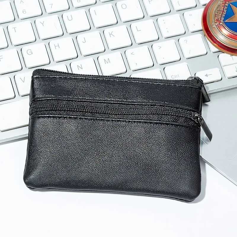 Black Men Business Coin Purse Women Small Bag Wallet Change Purses Zipper Mey Bags Mini Wallets Leather Key Holder CasesXJ241111