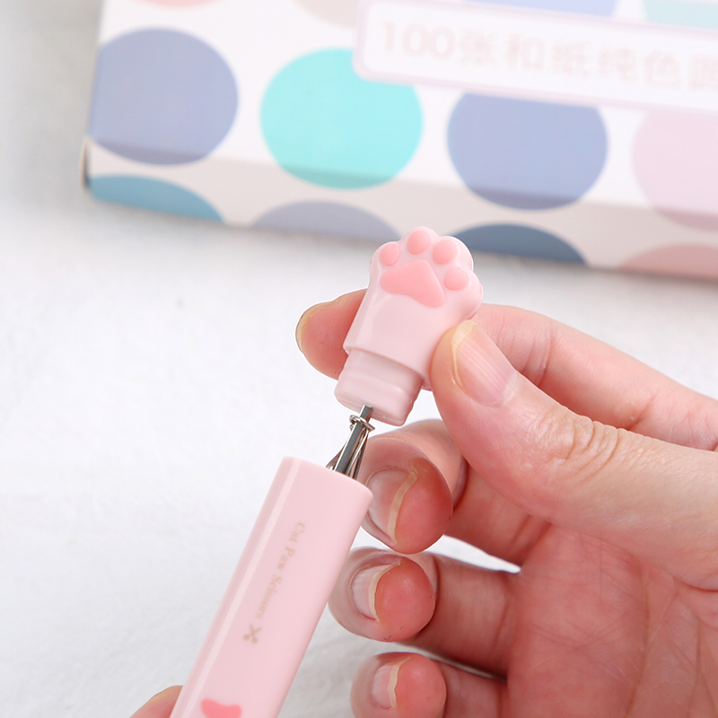 Kawaii Cat's Paw Stationery Scissors Springback Cute new Mini Crop 2025 Tool Junk Journal Scrapbooking Accessories For School Supplies