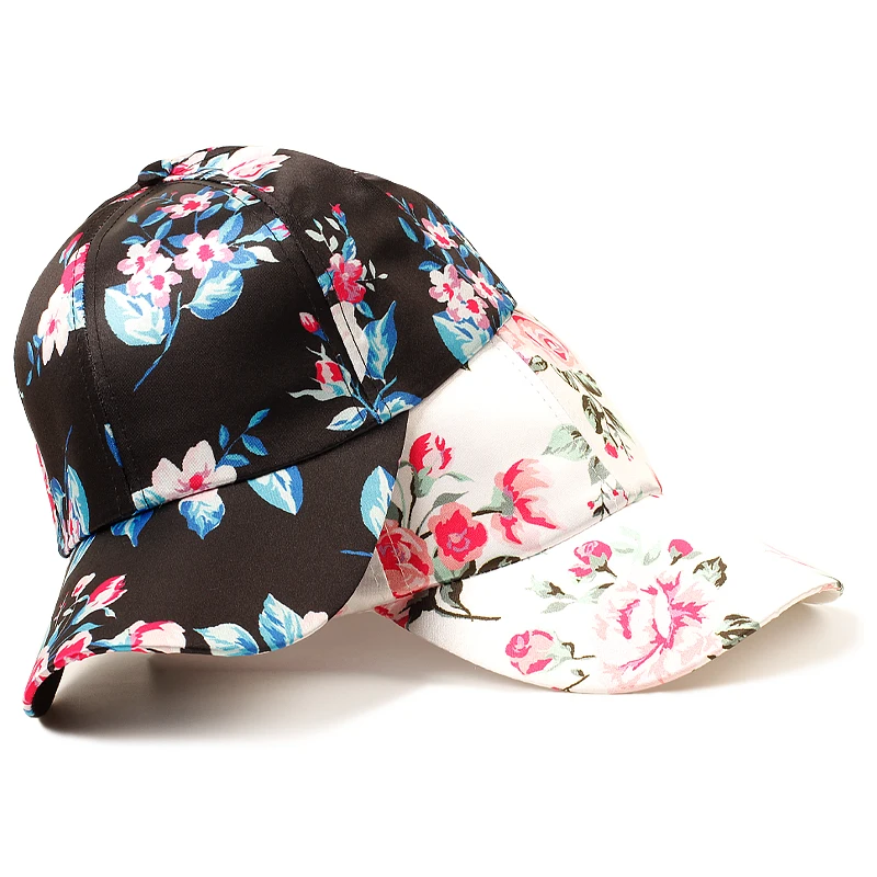 Geebro Women's Print Flower Baseball Caps Ladies New Shade Couple Hats Outdoor Stretch flowers Leaves 2025 Spring Summer new baseball cap