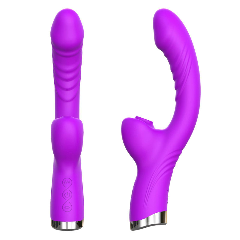Vibrator For Women 2 In 1 Licking Machine Clitoris Stimulator G-Spot Powerful Vibro Dildo Wand Female Clit Sucker Adult Sex Toys 240307