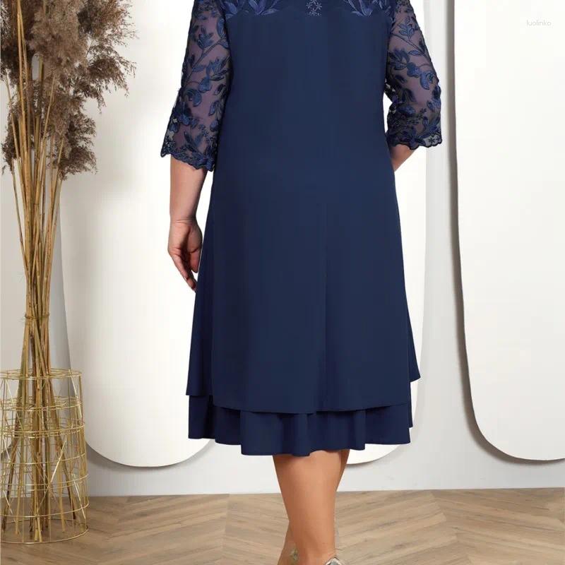 Casual Dresses Plus Size Summer For Women 2024 Embroidery Floral Patchwork Formal Dress Loose Wedding Party Banquet Prom Clothing