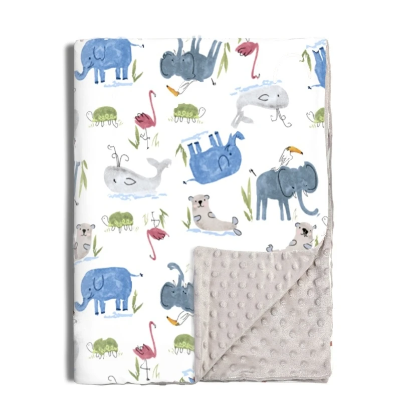 Ultra-Soft Baby Minky Blanket Printed Crib Bed Throw Blanket Plush Baby Blanket
